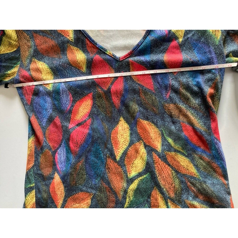 Colorful And Comfortable C.O.Z.Y. Shirt Size Medium V Neck Women Stretch Bright - Picture 10 of 12